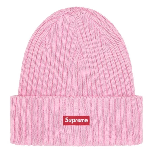 Supreme Beanie Hat Homme Rose Coton Manchettes Tissé Logo Streetwear Neige Extérieur