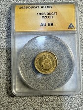 1926 Czechoslovakia Gold 1 Ducat Coin Anacs Au 58