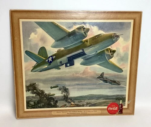 Vintage 1943 Coca Cola Martin "Marauder" B-26 Medium Bomber Litho Print