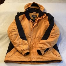 LL Bean Kids Jacket XL 18 Yellow Multiple Pocket Hood With Hood Conceal Feature