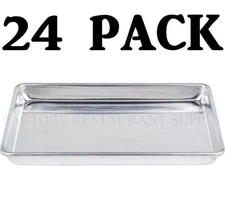 24 PACK Quarter 1/4 Size Aluminum 13" x 9 1/2" Bun Sheet Baking Pan Tray Platter