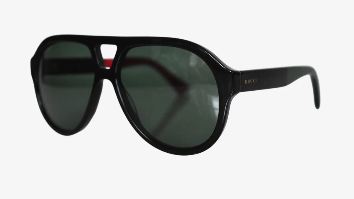 Gucci Black Sunglasses Aviator Pilot Green Lenses Like New! Gucci GG1856S 002 Pilot Sunglasses Dark Havana - eye-oo.com main image 3