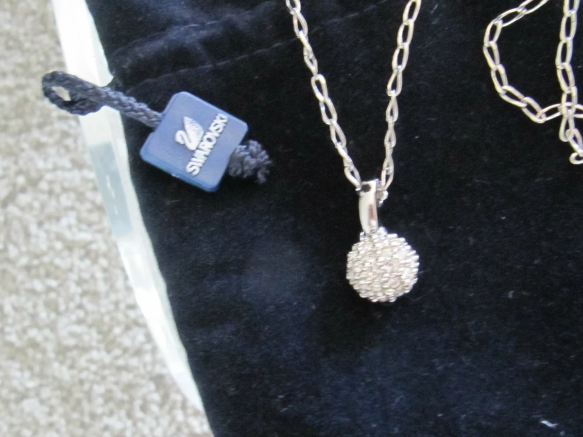 Authentic Swarovski Crystal Ball Necklace Rhodium Plated 16