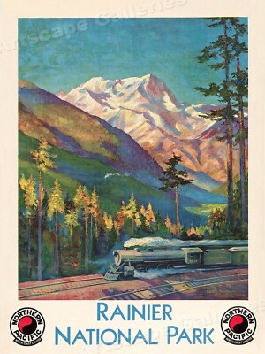 #ad Rainier Northern Pacific 1920s Vintage Style Travel Poster 18x24 $13.95
