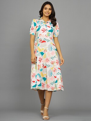 Women Mesh Dress Casual Short Sleeves Travel Dress Floral Print Crepe Silk  Tunic | eBay
