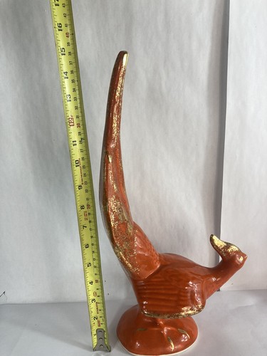 MCM California Pottery Console Set Phoenix Birds Figurine Orange Gold Bowl - 第 6/12 張圖片