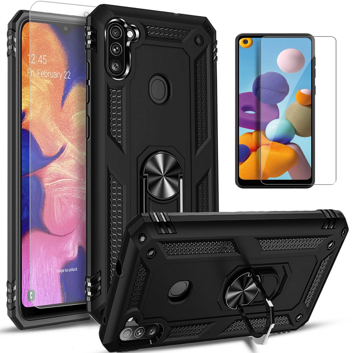 Coque Silicone + 2 Verres Trempés Pour Samsung Galaxy A11 - Noire, Protection Complète