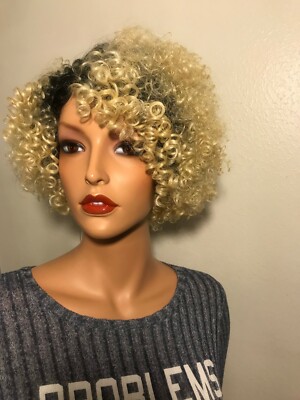 BLONDE CURLY WIG *NWT* Curly Lace Front Wig, Wigs, 613 Platinum Blonde Wig, Blonde  main image 4