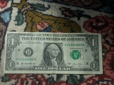 $1 FANCY SERIAL NUMBER 5 IN A ROW 8s H 01888889 2013 CRAZY 8s 98.1% cool