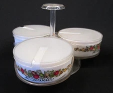 Vintage GEMCO SPICE OF LIFE Vegetables Lazy Susan SERVER Corning Le Serveur Spin