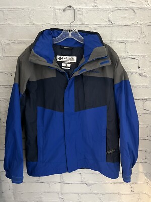 Columbia BUGABOO Omnitech Blue/Gray Winter Jacket Parka Hood EUC Youth 14/16