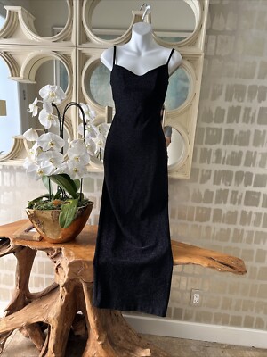 Betsey Johnson 2000s Black Lurex Bustier Wiggle Maxi Dress XS Made In USA |  eBay