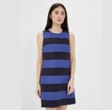 Banana Republic Shimmer Blue Navy Striped Lined Sleeveless Shift Dress