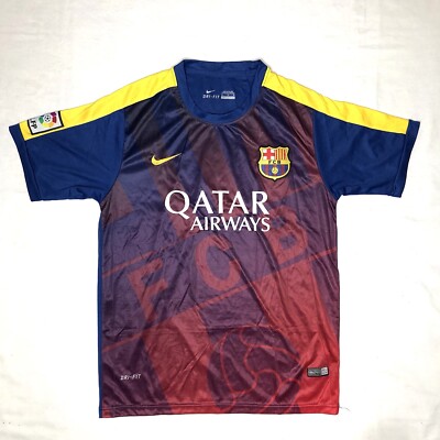 Nike FC Barcelona Barca Blue And Red HUGE FCB Badge Soccer Jersey XL, Runs Small
