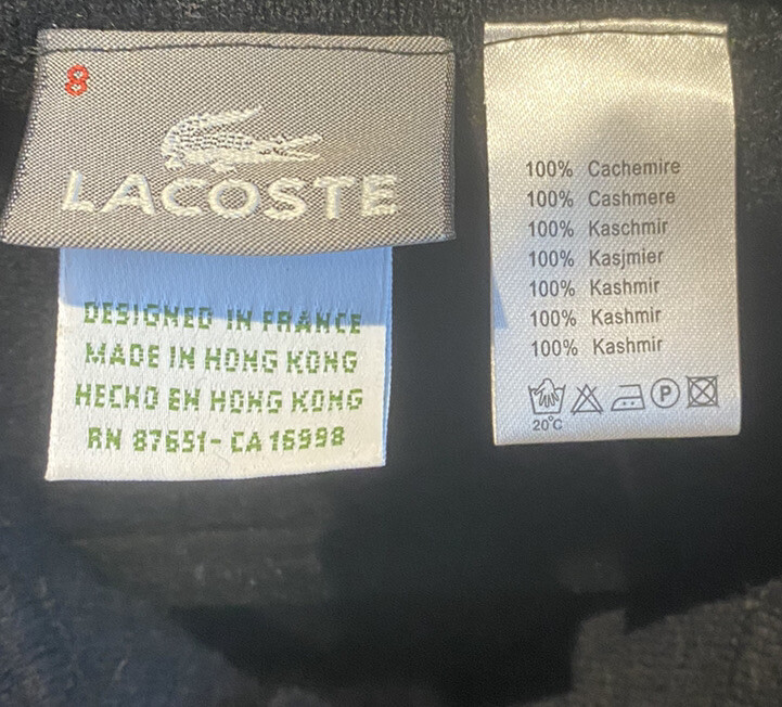 Lacoste Men's 100% Cashmere Sweater Black 8 Button Pullover | eBay