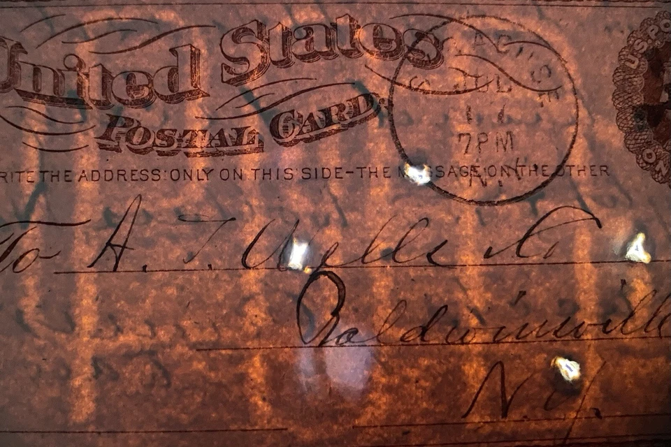 1873 *A. J. WELLS CO.* BALDWINSVILLE, NY. UX1 POSTAL CARD+LARGE USPOD WATERMARK! - Image 2 of 4