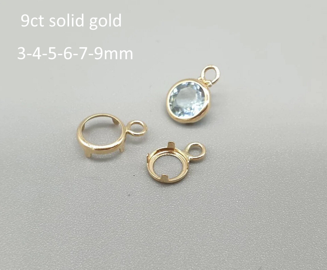 9Ct Yellow Gold Bezel Cup 9mm Round Back Set Setting