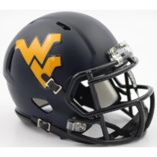 West Virginia Mountaineers NCAA Mini Speed Football Helmet Satin Navy. - Afbeelding 1 van 1