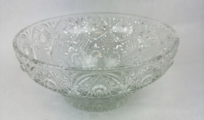 Bohemia Cut Crystal Fruit Salad Serving Bowl Clear 10  Diameter 4.5  Tall Vtg