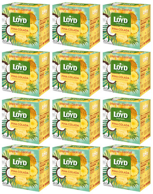 12 LOYD PINA COLADA Pineapple &  Coconut Flavor 20 Pyramid Bags Tea Boxes 34g
