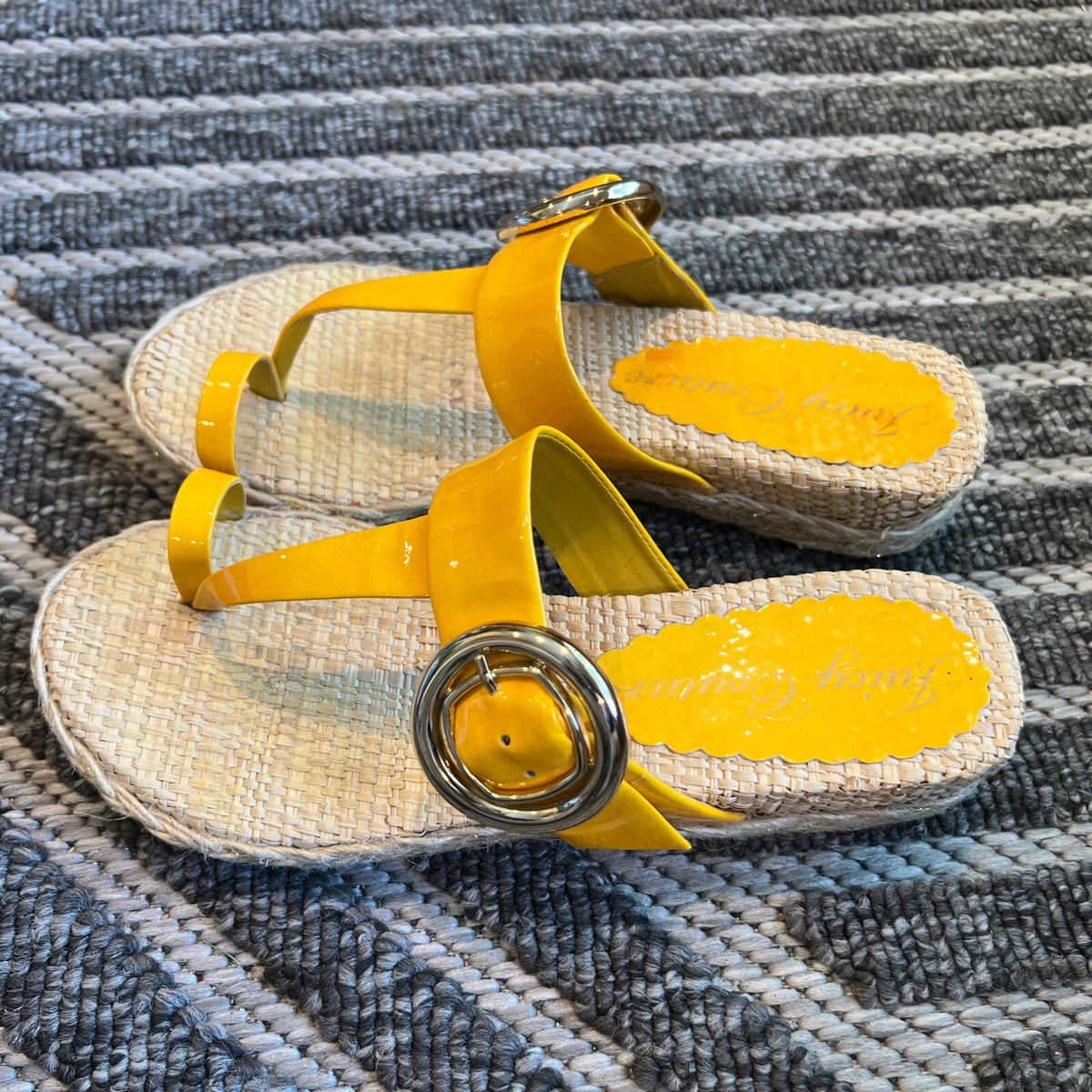 Yellow buckle sandals sale