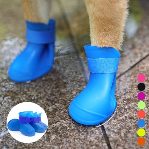 Pet Waterproof Rain Shoes Anti-Slip Rubber Boot For Dog Cat Rain Shoes Socks New - Picture 8 of 18
