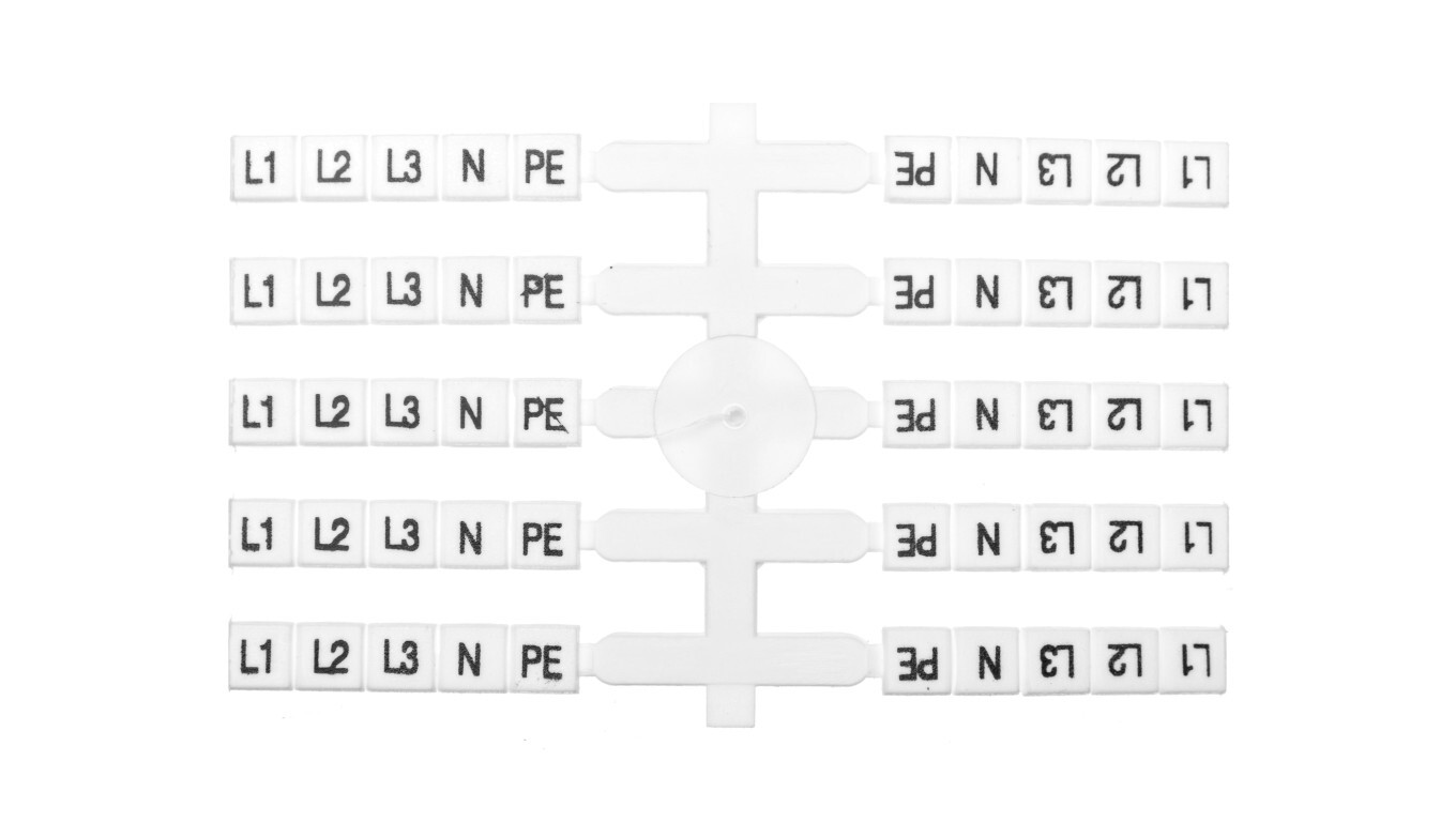Flexible marker for EO3 rail connectors /L1, L2, L3, N, PE/ 40x5 pcs. (20 /T2UK