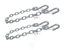 Trailer Chains Pair 1/4" x 72" Grade 30 Zinc Plated S-Hooks w/ Latch | GVWR 5200
