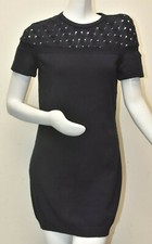  3390 NEW Chanel Knit CASHMERE Sweater Dress Short Sleeve CC Logo Navy Blue 38