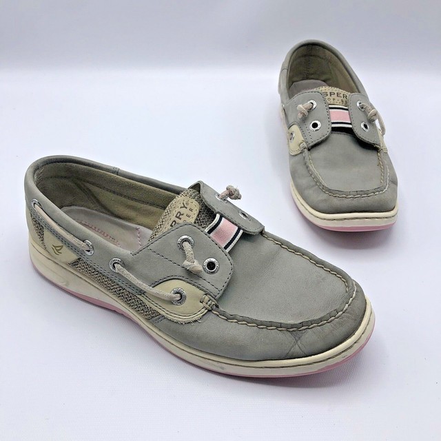 Sperry Top Sider Rainbow Fish Women Gray Pink Slip On Boat Shoe Size 7