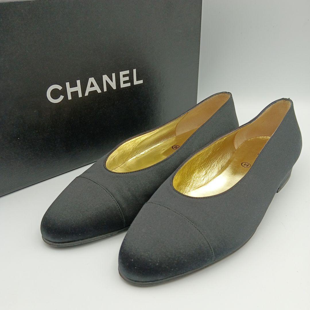 Chanel Flat Shoes Low Heel Black Fabric Size 35.5 US About5.5 For Women