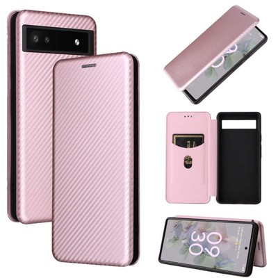 Carbon Fiber Texture Magnetic Horizontal Leather Phone Case For Google Pixel 6a