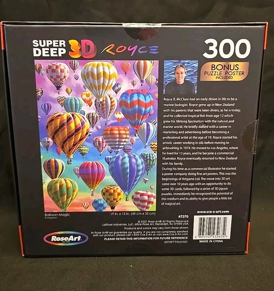 Rompecabezas RoseArt Royce McClure Super Deep 3D Balloon Magic 300 piezas nuevo en caja Foto 4 de 4
