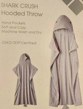 Throw Blanket 40x50 Shark Hooded Light Blue w/Front Pockets. NEW. Cozy.