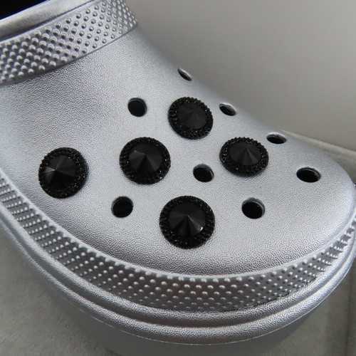 BLACK Faux Rhinestone Shoe Charms for Clogs Shoes Set 5 Hard Goth Punk Luxury - Picture 2 of 9