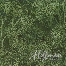 Hoffman Batiks Fabric - Bali Batik - #Q2142-202 Grasshopper Dotty Branch