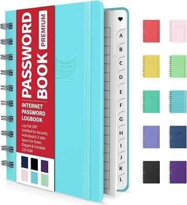 Password Book with Individual Alphabetical Tabs, 4''X5.5'' Small Password Notebook