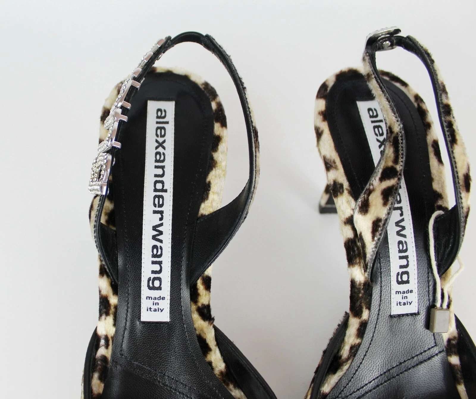 NUOVA pompa in velluto leopardato con logo Alexander Wang Grace impreziosita 39 5 prezzo al pubblico consigliato $ 850