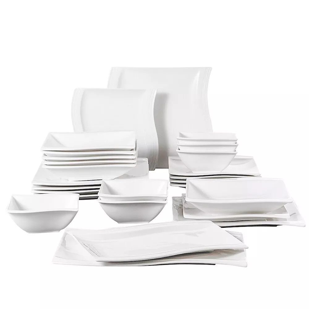 MALACASA, Series Flora 26pcs Dinnerware Set Porcelain Bowls and