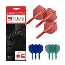 Integrated Dart Flights and Shafts No.6 - K-Flex 9 Pack Bundle, 3 Colors, Short/