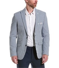 Paisley  Gray Mens Gingham Peak Two Button Blazer Jacket