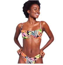 Wild Fable Bikini Swim Top Women Sz S 4-6 Green Tropical Underwire Bralette