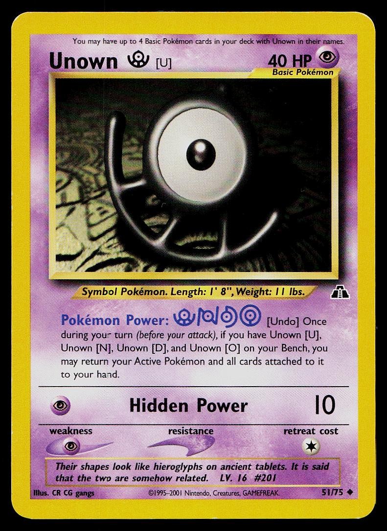 Pokemon Card Neo Discovery Unown [U] 51/75 Uncommon