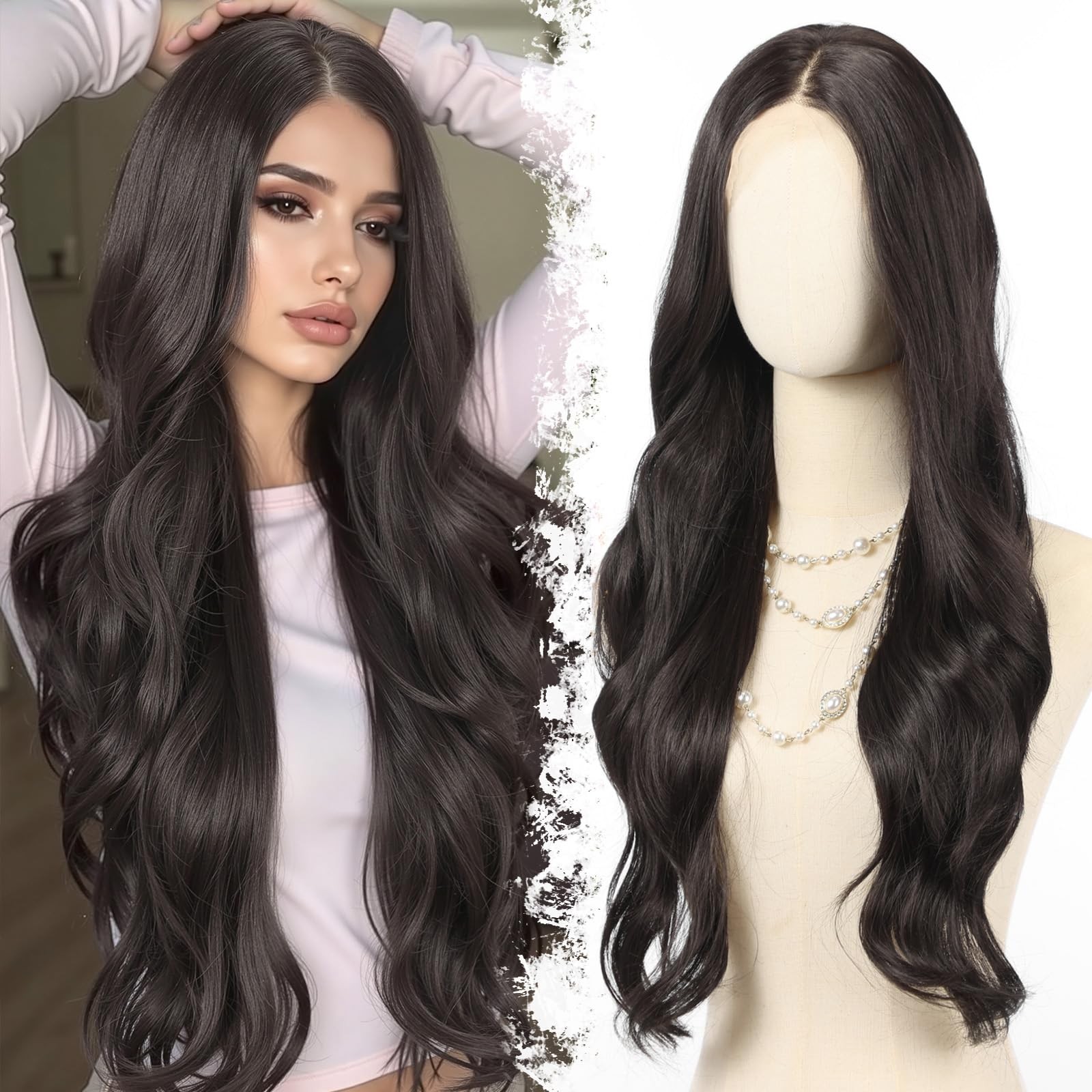 Black Wigs Lace Front Wig Ready to Wear 13x6 HD Glueless Body Wave Lace Wig f...