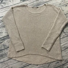 Athleta Womens L Huntly Heavy Knit Wool Blend Boat Neck Pullover Sweater