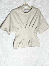 ASOS DESIGN Curve Pleated Waist Sweat In Oatmeal Medium Size