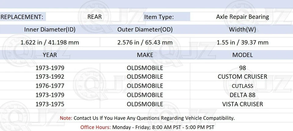 [REAR (Qty.1)] RP6408 Axle Shaft Bearing for 1973-1979 Oldsmobile Delta 88 2WD - Image 2 of 4