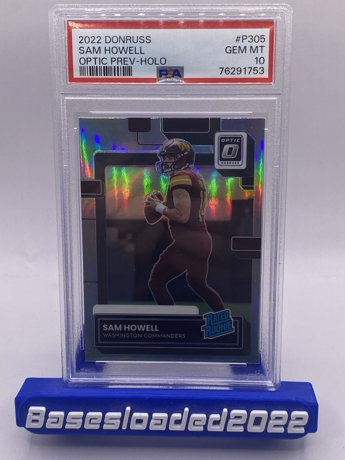 2022 Donruss Sam Howell RC Optic Preview-Holo PSA 10 Commanders/Vikings QB Pop 9