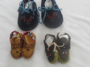 Antique Leather Felt Doll Handmade moccasins
