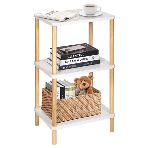 YGYQZ Wooden Side Table Nightstand with 3 Tiers – White 40x30x73.6 cm